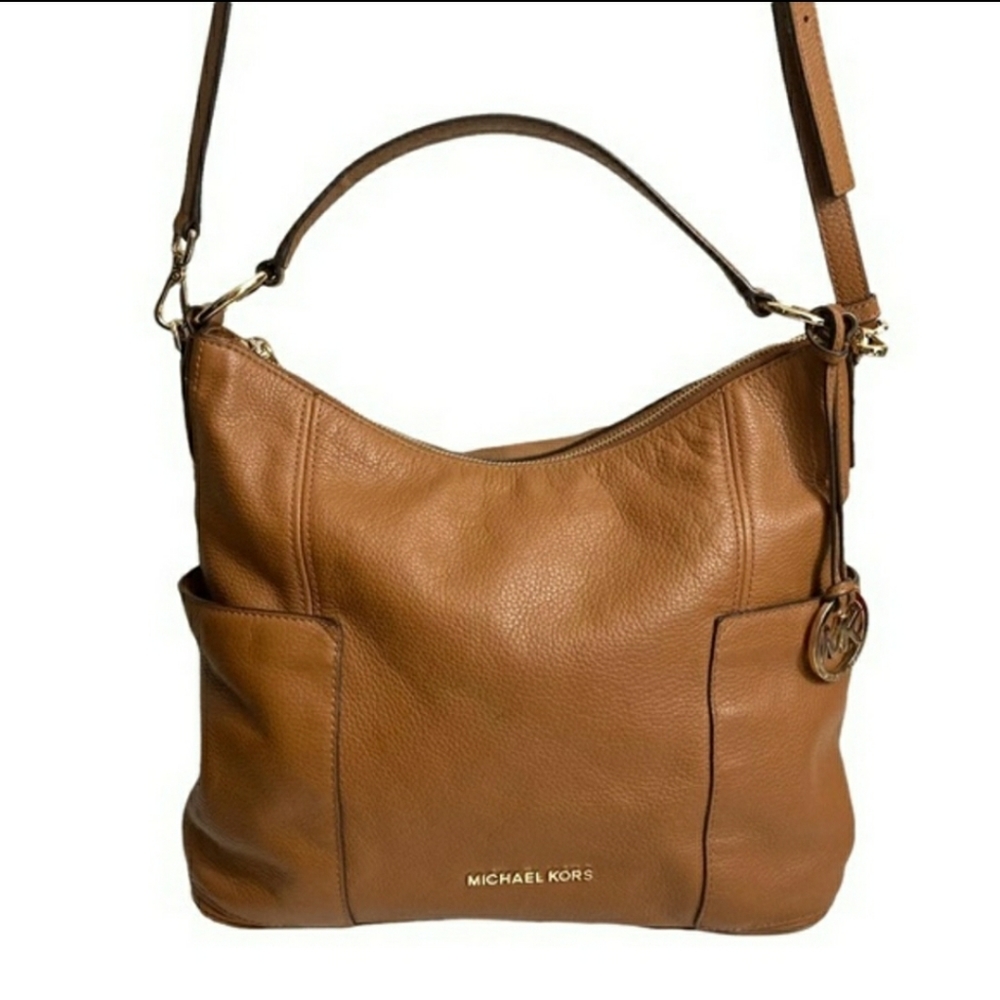 Brown Leather Michael Kors Anita Convertible Shoulder Purse